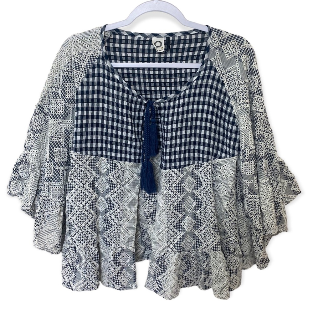 Akemi + Kin gingham Eyelet Cardigan Cape